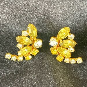 Vintage Rhinestone and Citrine Screw-back Earrings Gently Loved